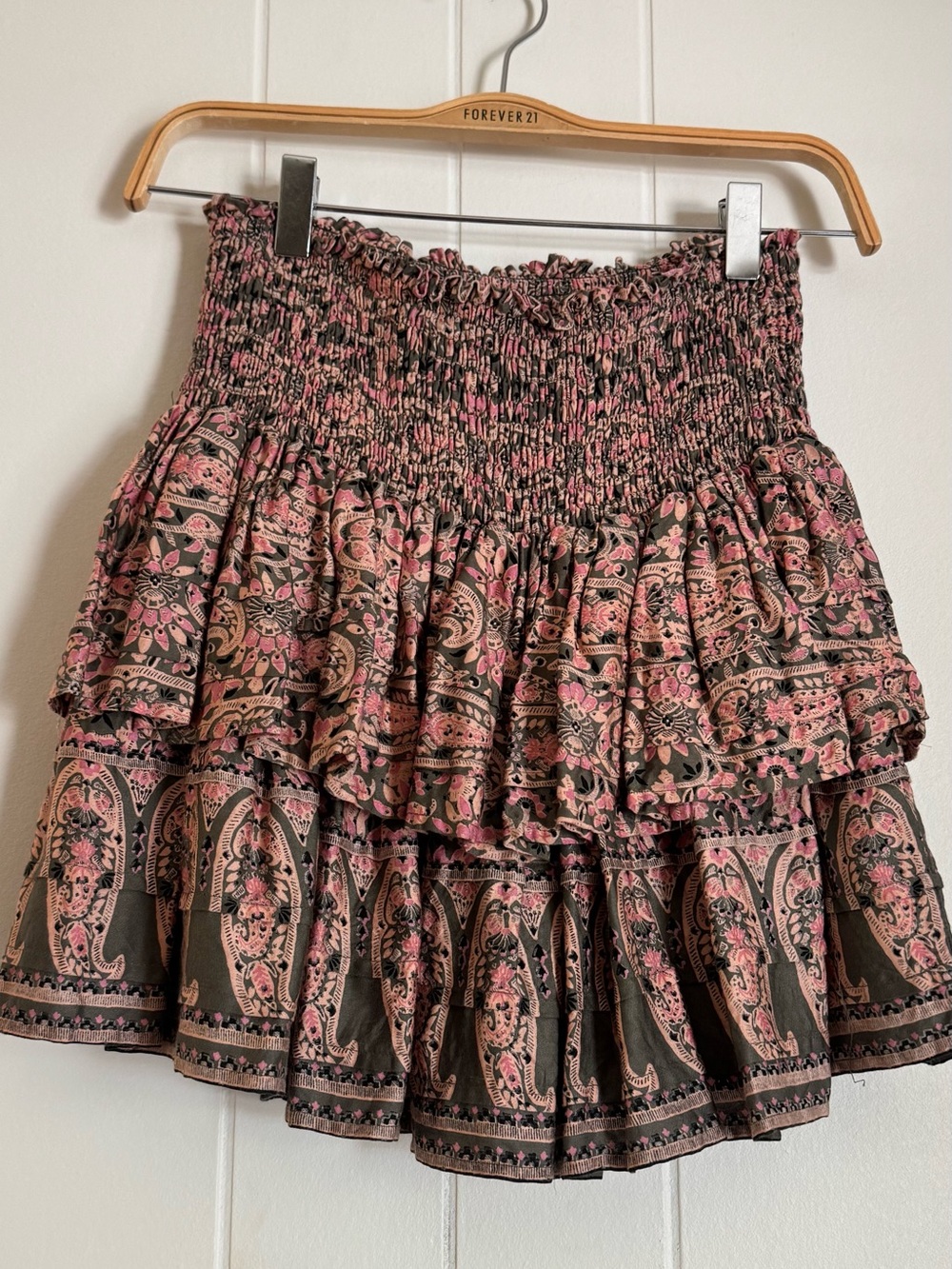 Omika Smocked Ruffle Mini Skirt | Size Small